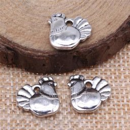 WYSIWYG 5 pièces 13x13mm poulet poule pendentifs à breloque pour la fabrication de bijoux Antique
