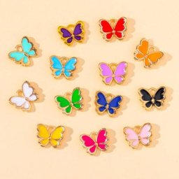 Pendentifs mignons petits papillons en émail 13 couleurs 10x13mm 20 pièces pour bricolage