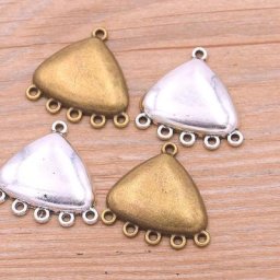 Pendentif géométrique en alliage de Zinc 2 couleurs 6 pièces 27x27MM Triangle connecteurs
