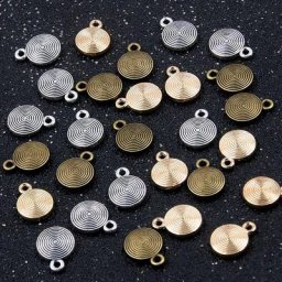 MINI breloques rondes en alliage métallique 3 couleurs 9x12mm pendentif pour bricolage bijoux