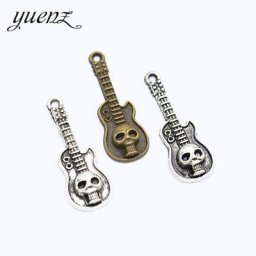 YuenZ-Breloques en plaqué argent antique 2 couleurs 32x11mm 15 pièces