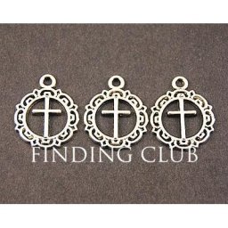Breloques croix en alliage de zinc argenté accessoires de bijoux à bricoler soi-même vente en