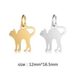 DOOYIO-Pendentif Animal Petit Chat en Acier Inoxydable Collier DIY Accessoires Bijoux Cercle