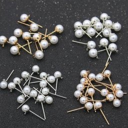 Boucles d'oreilles en perles d'imitation 2 couleurs 50 pièces résultats de Base avec accessoires