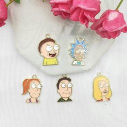 Collier avec pendentif en alliage 10 pièces breloques de personnage de dessin animé boucles