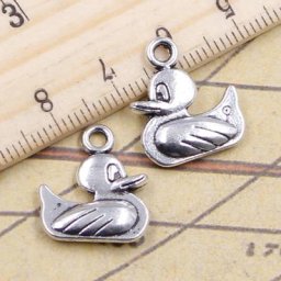 Pendentifs en Bronze tibétain de couleur argent 10 pièces pendentifs de canard quacker de 19x16mm