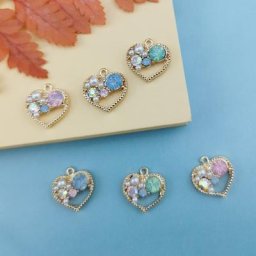 Pendentifs en forme de cœur 10 pièces breloques dorées en cristal de Quartz Rose pour la