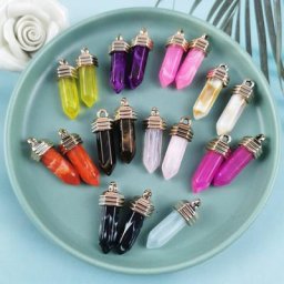 JeQue – pendentifs en pierre en forme de balle 10 pièces/paquet populaire Quartz cristal
