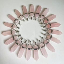 Mode Quartz Rose pierre naturelle cristal pilier pendule pendentifs et colliers pour la fabrication