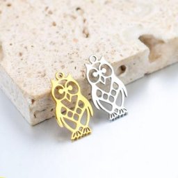 DOOYIO 5 pièces/lot en acier inoxydable creux hibou pendentif charmes bricolage collier Bracelet