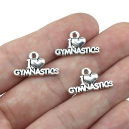 Breloques en métal plaqué argent antique I Love AqCharm Sports Vente en gros 11x20mm 20 pièces