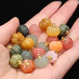 3 pièces/lot Quartz Rose naturel vert Aventurine pendentif charmes Mini citrouille pendentif pour la