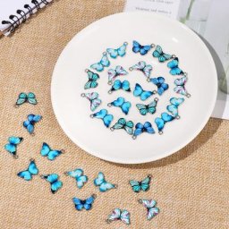 Pendentifs papillon fins en émail bleu boucles d'oreilles collier Bracelet résultats d'animaux
