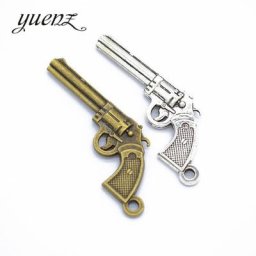 YuenZ-Breloques Pistolet Plaqué Argent Antique Bijoux Tibétains Faits à la Main DIY M22 55x25mm