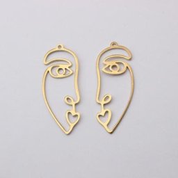 Breloques abstraites en laiton brut pour le visage humain tête de cadre creux pendentif