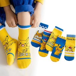 Chaussettes Pokémon Pikachu en Coton pour Bébé Garçon et Fille 5 Paires Chaudes Douces Courtes