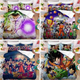Parure de lit Dragon Ball Z housse de couette trempée impression Goku Anime taie d'oreiller