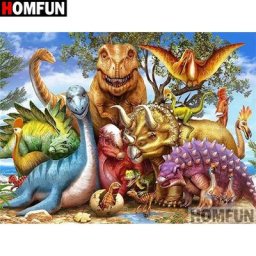 MFUN-Peinture diamant thème ""Dinosaure"" broderie complète 5D perles carrées ou rondes image en