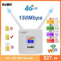KuWfi-Routeur Wifi CPE CAT4 4G 150Mbps sans fil débloqué avec antenne externe WAN/LAN RJ45