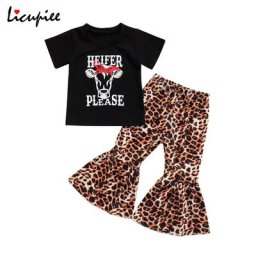 Ensemble de vêtements pour filles de 1 à 5 ans T-shirt à manches courtes et col rond + pantalon