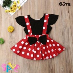 Vêtements d'été pour bébés filles 6M-3T T-shirt uni + bretelles à nœud papillon jupe imprimée à