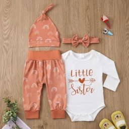 Ensemble décontracté pour nouveau-né fille de 0 à 12 mois barboteuse à lettres + pantalon à fleurs