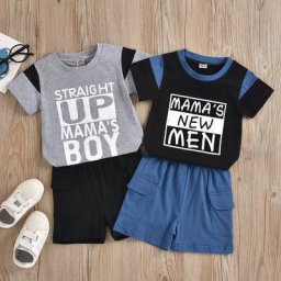 Survêtement d'été 2 pièces pour enfants T-Shirt à manches courtes et col rond + Short d'épissure