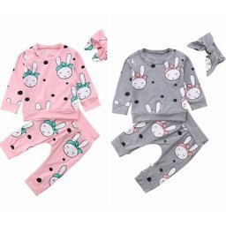 Ensemble 3 pièces pour bébé sweat-shirt à manches longues haut + pantalon dessin animé lapin