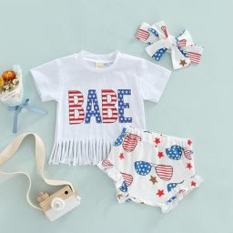 Ensemble de vêtements pour bébé fille tenue à manches courtes T-Shirt à franges à volants Short