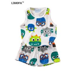 LJMOFA ensemble gilet sans manches pour garçon tissu respirant et mignon débardeur + short