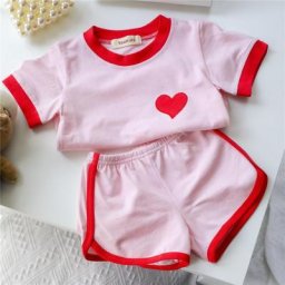 Ensemble T-shirt manches courtes et short pour fille vêtements d'été décontractés couleur rose 2