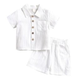 D7WF – ensemble 2 pièces pour petits garçons tenue d'été avec revers pour voyage Camping détente