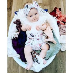 Vêtements d'été en dentelle pour bébé fille de 0 à 24 mois ensemble de 3 pièces manches volantes