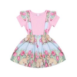 Ensemble 2 pièces pour petites filles haut à manches courtes et col ras du cou pour enfants de 1 à