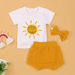 Ensemble de costume pour enfants de 6 mois à 3 ans haut à col rond à manches courtes + Short de