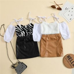 Blotona – jupe élégante pour enfants filles hauts de pull à bretelles à nouer épaules dénudées et