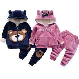 Veste et pantalon à capuche en peluche épaisse pour enfants ensemble de vêtements pour bébés