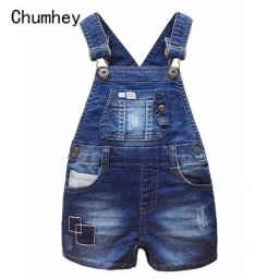Chummanagers-Salopette d'été pour enfants short en jean pour garçons et filles barboteuses