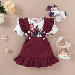 Baywell-Ensemble de Vêtements pour Bébé Fille Barboteuse à Manches Courtes Imprimé Floral Jupe