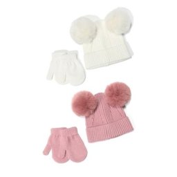 Ensemble de chapeaux et mitaines au Crochet pour enfants joli Bonnet d'hiver gants à doigts
