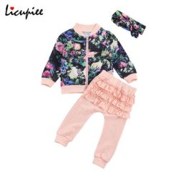 Ensembles de vêtements élégants pour bébés filles sweat-shirt imprimé Floral + pantalon Long rose à