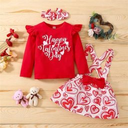 Ensemble 3 pièces pour petite fille vêtements pour la saint-valentin manches longues lettres