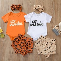 Ensemble 3 pièces pour nouveau-né tenue d'été pour bébé avec lettres imprimées barboteuse à