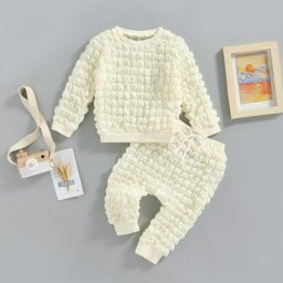 Ensemble 2 pièces pour nouveau-né fille et garçon vêtements d'automne et d'hiver tenue texturée