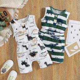 Tenue d'été pour bébé garçon 1-4 ans ensemble 2 pièces débardeur et short sans manches motif