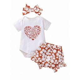 Ensemble assorti pour petites filles 3 pièces grande sœur petite sœur manches courtes lettre