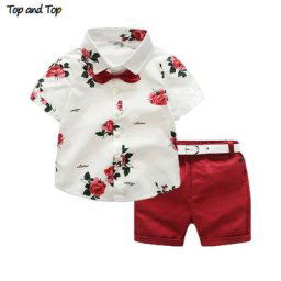 Top and Top-Ensemble de vêtements d'été pour garçon chemise à manches courtes + objectifs 2 pièces
