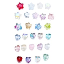 Perles de Verre Transparentes en Forme d'Étoile et de Cœur Espacement Coloré pour la Fabrication