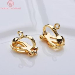 Réinitialisation de boucle d'oreille en laiton plaqué or 24 carats bijoux de bricolage de haute