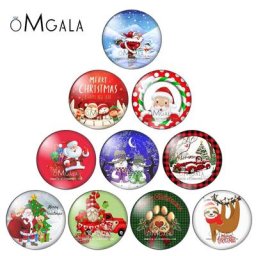 Cabochon Rond en Verre à Dos pio Motifs Artistiques de Noël Bonne Année 10mm/12mm/18mm/20mm/25mm